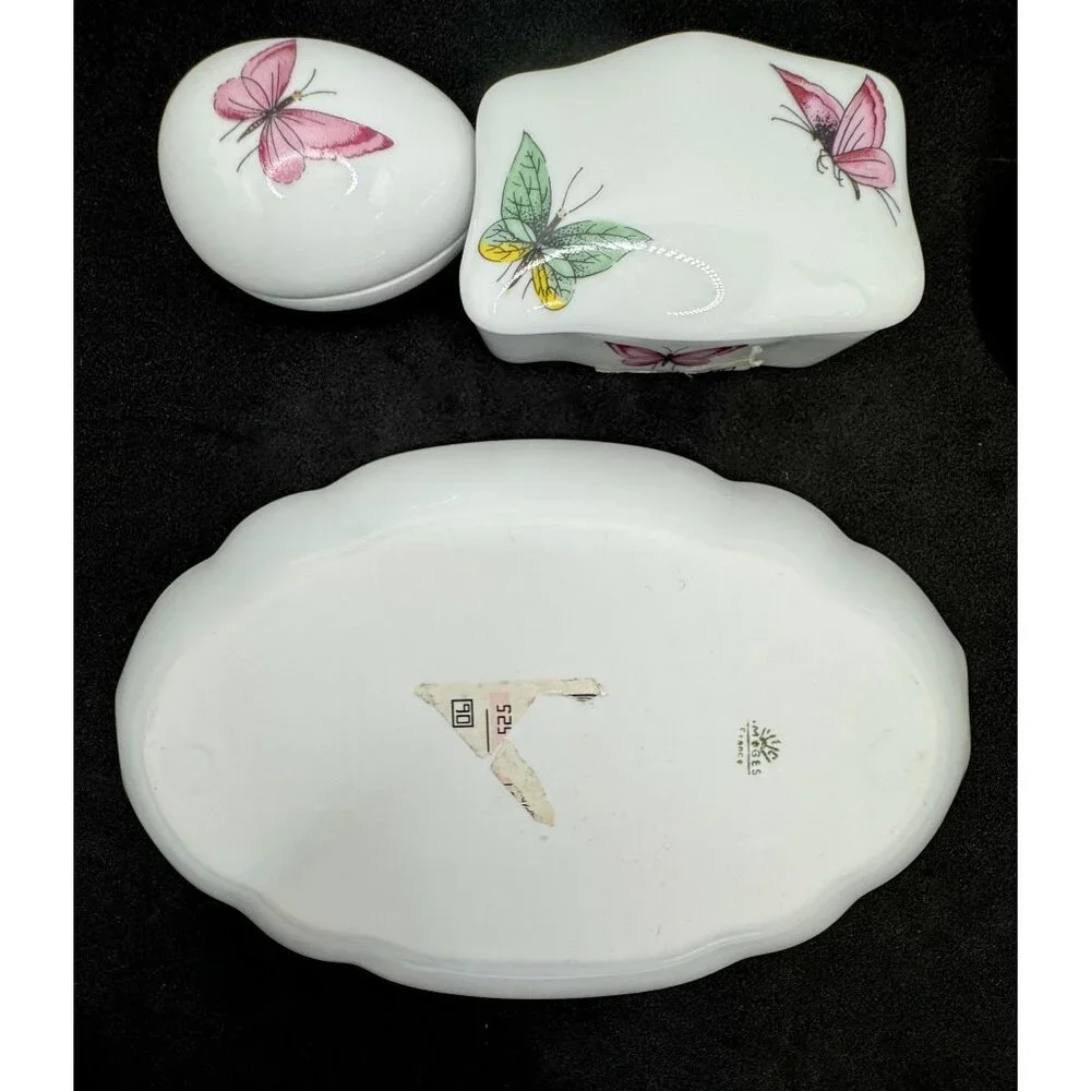 Limoges France Porcelain Vanity 3 Piece Set